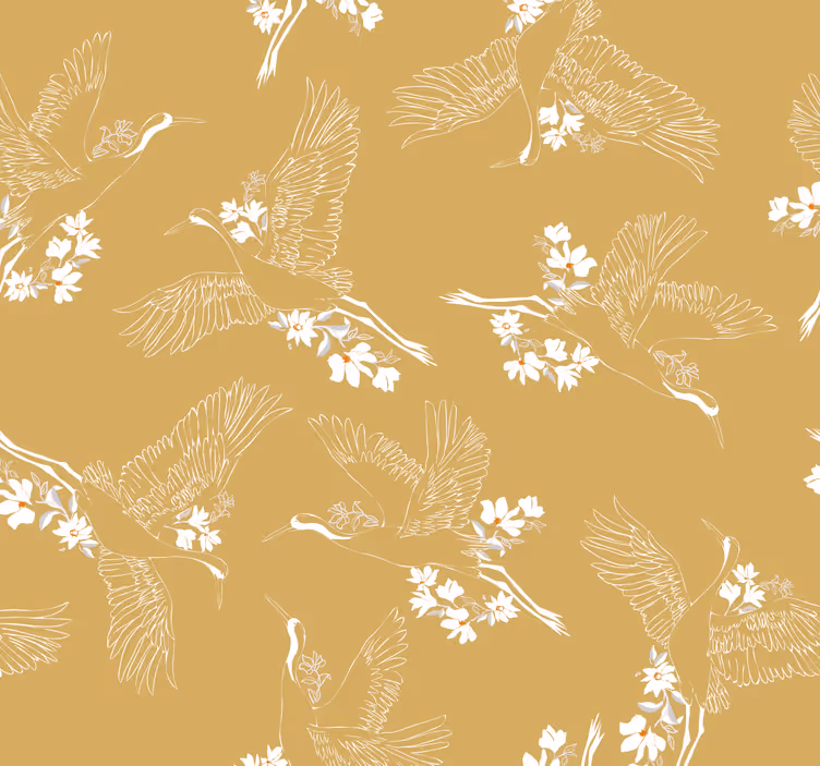 Flying Birds Botanical birds wallpaper - TenStickers