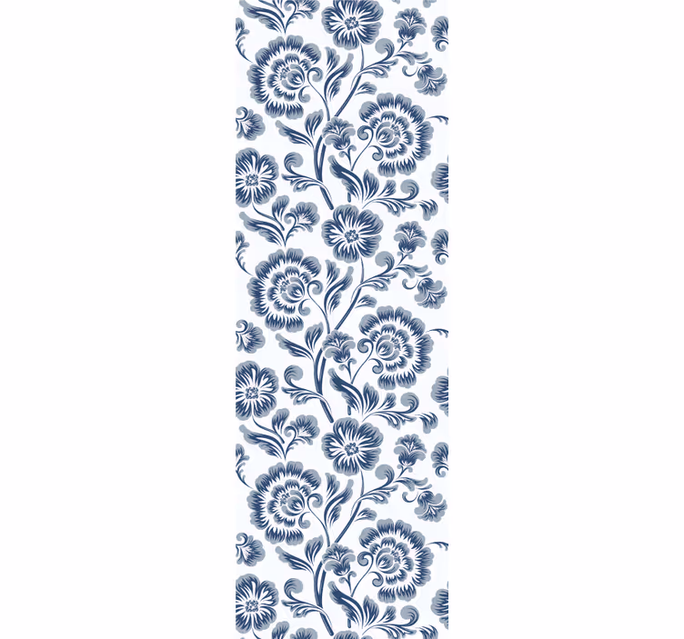 Navy grey pattern flower wallpaper - TenStickers
