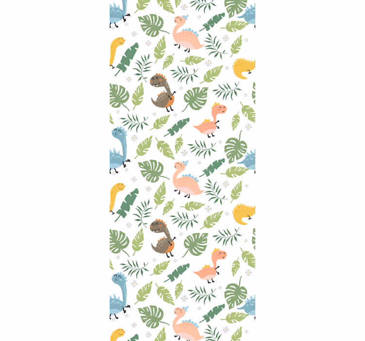 Pastel forest with dinosaurs pattern wallpaper - TenStickers