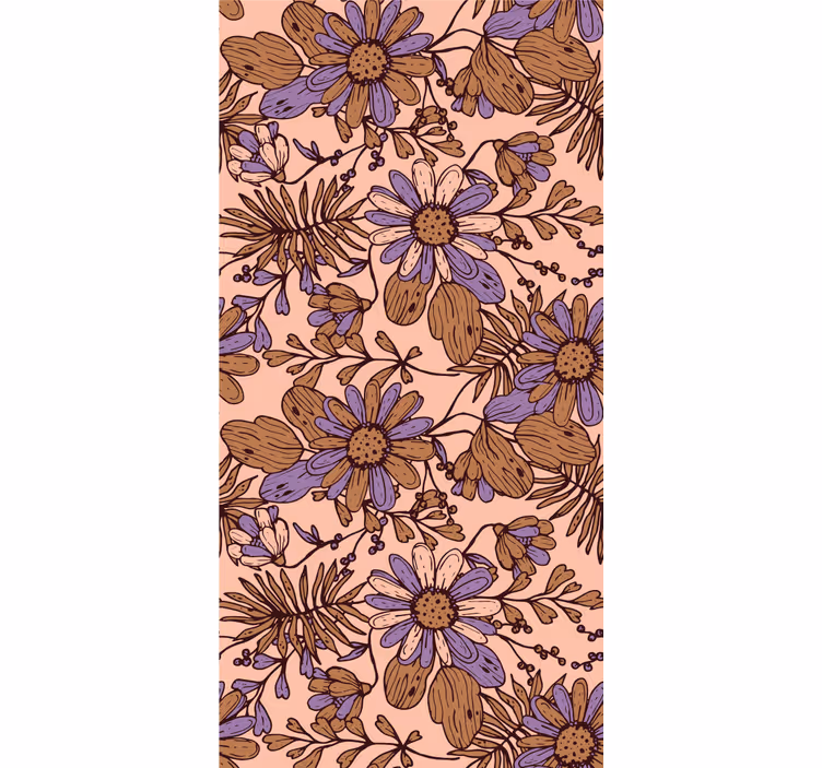Blooming brown patterns flower wallpaper - TenStickers