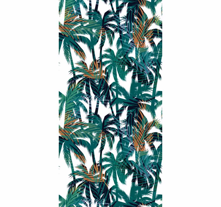 Green and white palm trees jungle wallpaper - TenStickers