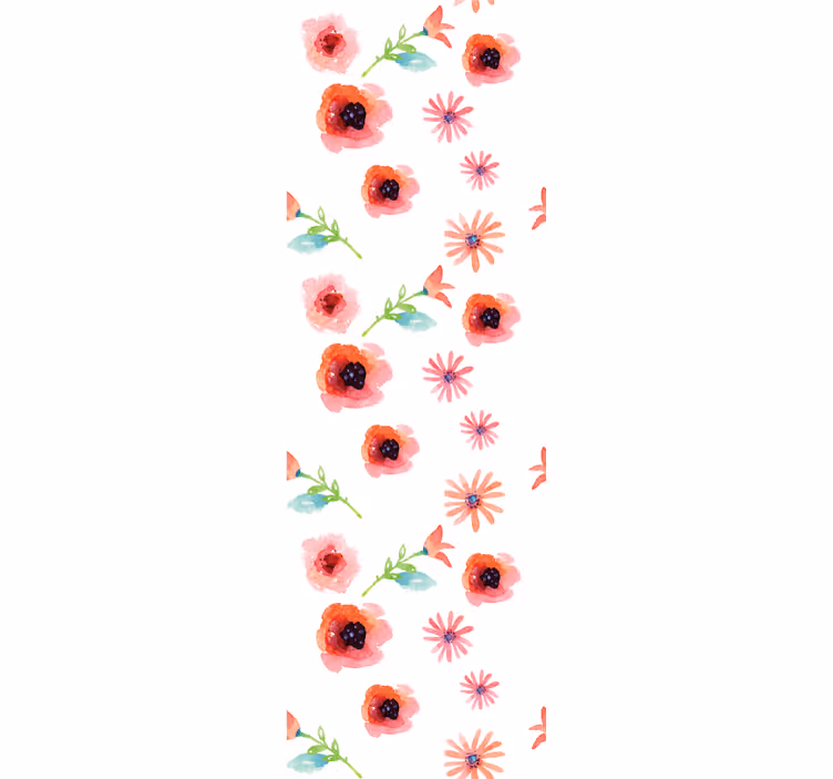 Simple pink floral pattern flower wallpaper - TenStickers