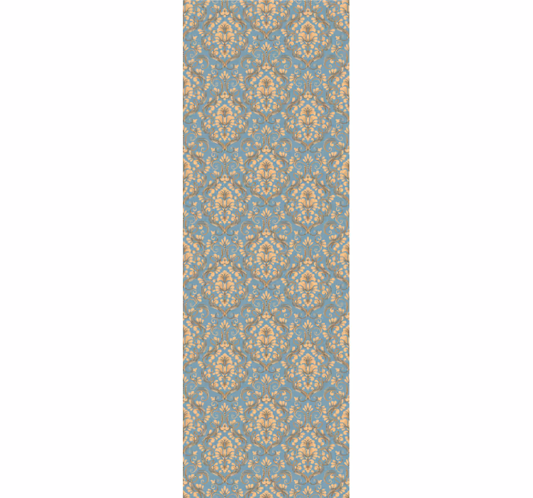 Turquoise and gold leaves pattern wallpaper - TenStickers