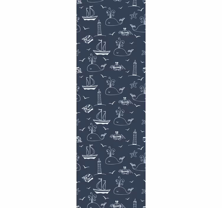 Whale  nautical scene fish wallpaper - TenStickers