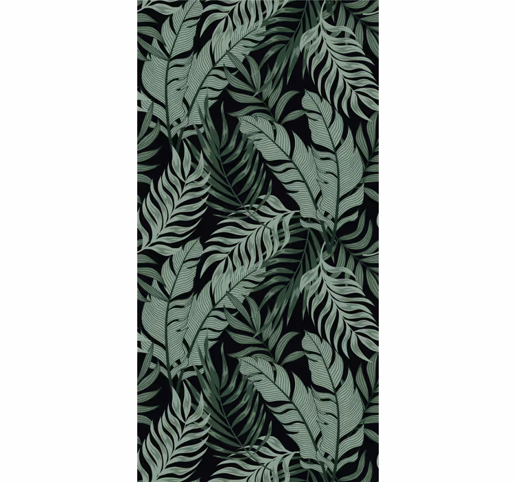 Dark green tropical plants pattern wallpaper - TenStickers