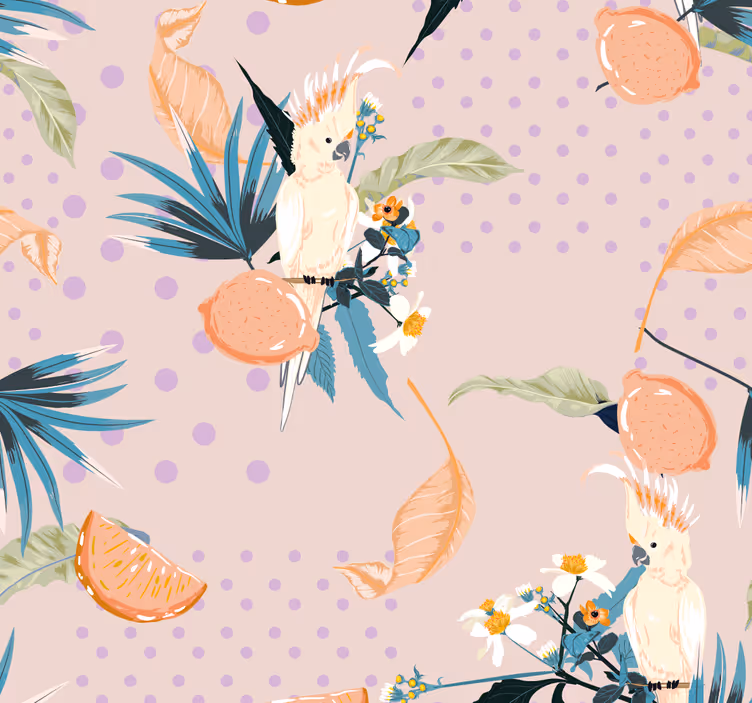 Tropical Cockatoo Motif jungle wallpaper - TenStickers