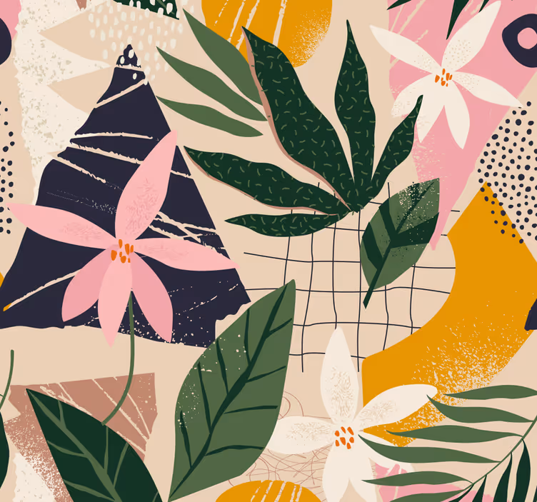 Tropical Flora Pattern nature wallpaper - TenStickers