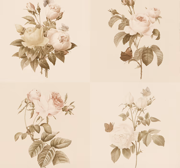 Floral tiles design entryway wallpaper - TenStickers