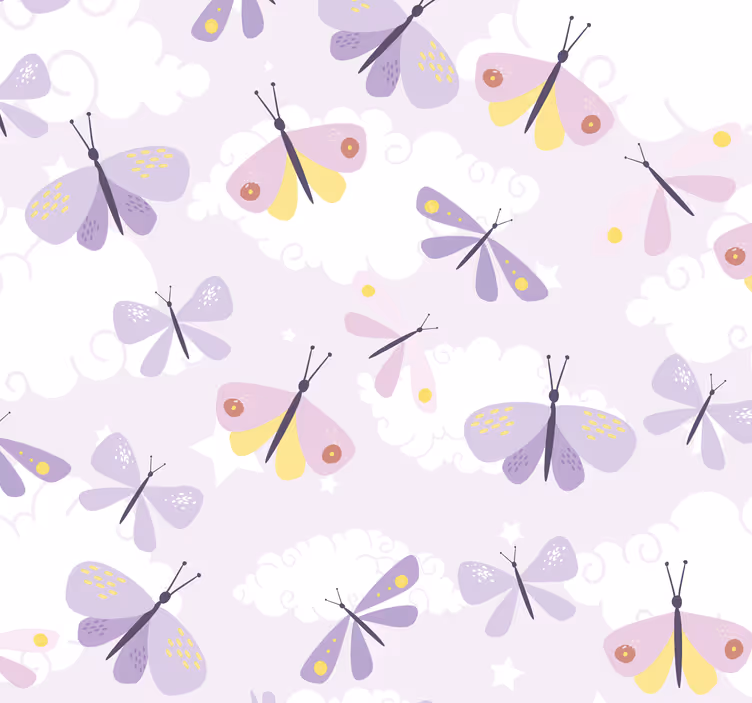 Clouds butterfly pattern Childrens Wallpaper - TenStickers