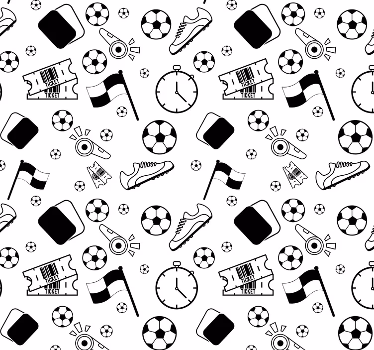 Football lineart pattern Teen Bedroom Wallpaper - TenStickers
