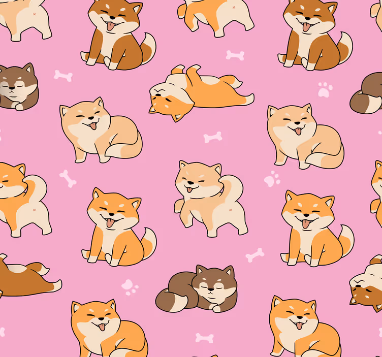 Nice pattern with corgi and Childrens Wallpaper - TenStickers