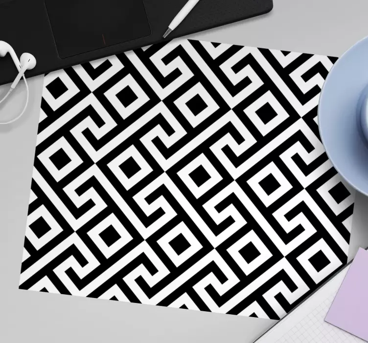 Black and white intricate geometric mouse pad - TenStickers