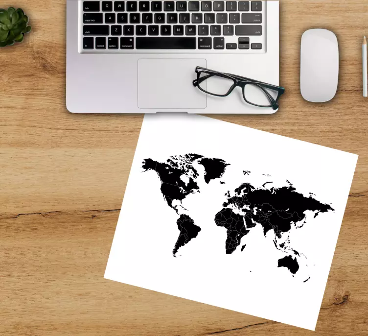 Black political  world map mouse pad - TenStickers