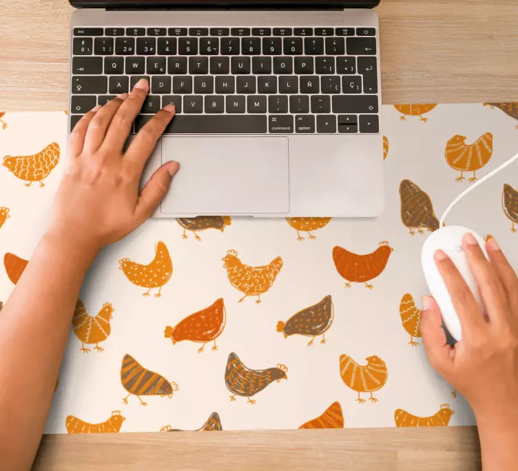 Chick and chick orange mouse pad pattern - TenStickers