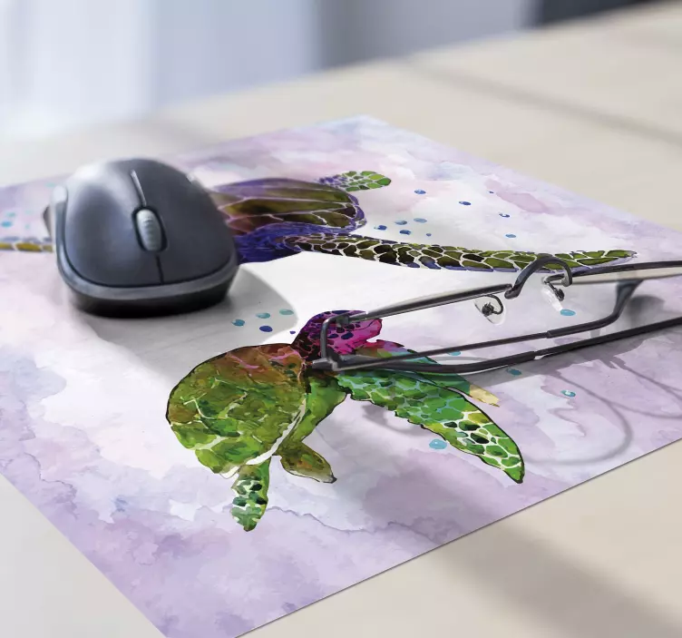Colorful watercolour  turtles mouse pad - TenStickers