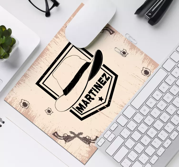 Cowboy Had with name personalised mouse pad - TenStickers