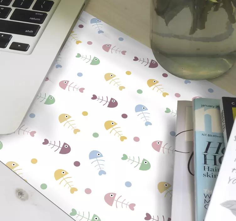 Fish bones pattern fish mouse pad - TenStickers