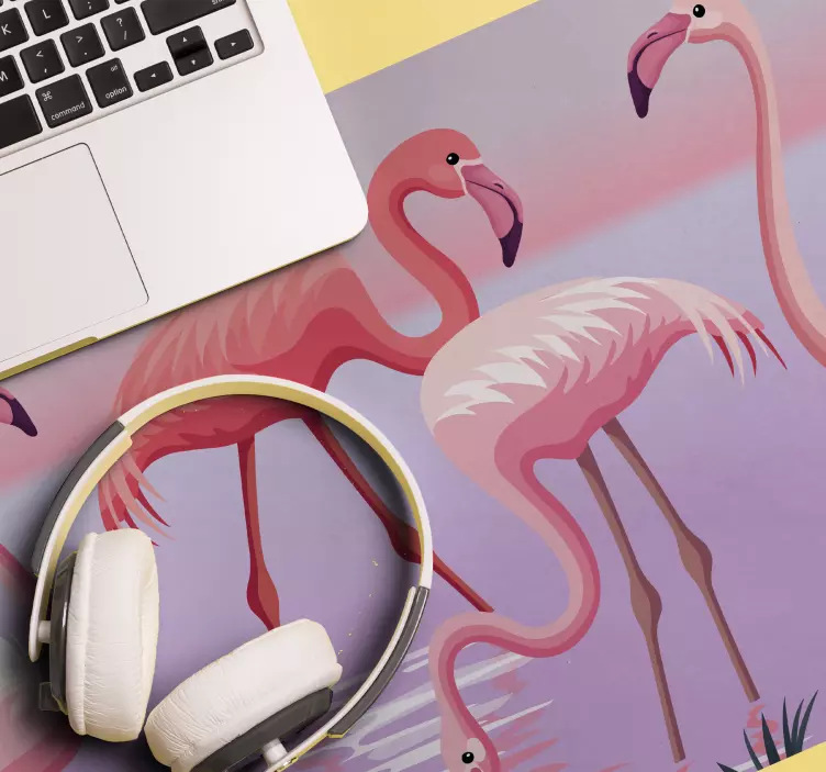 Flamingo and pink sky original mouse pad - TenStickers