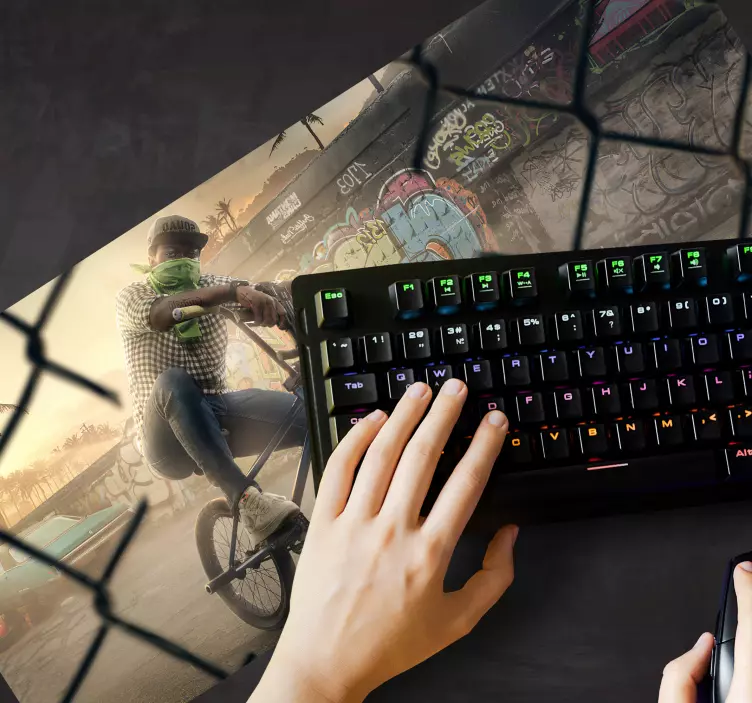 GTA Afro man on Bicycle gaming mouse pad - TenStickers