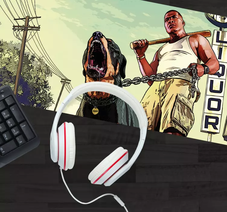 GTA Man with Pitbull gaming mouse pad - TenStickers