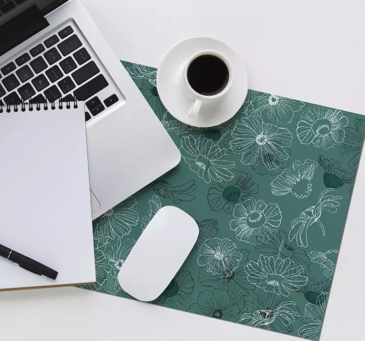 Hand draw flowers floral mouse pad - TenStickers
