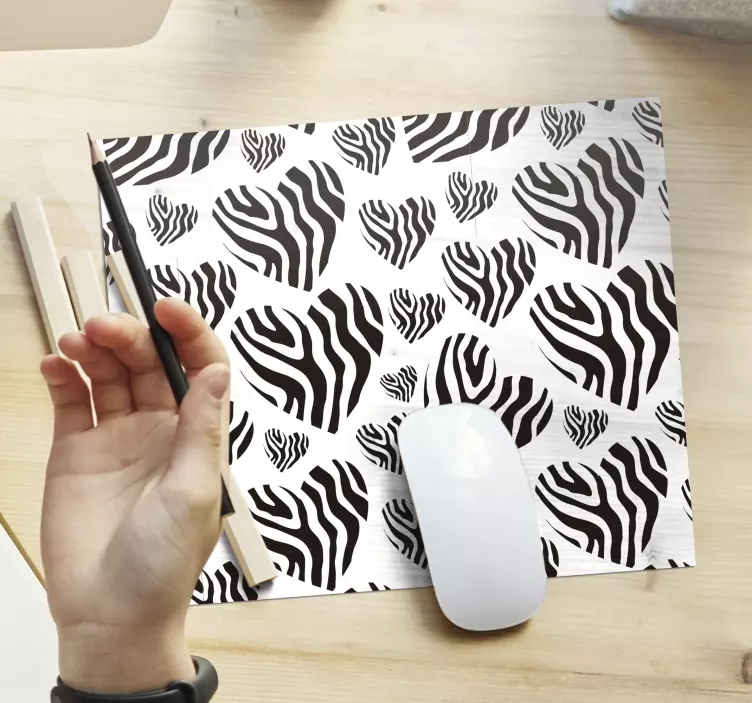Heart Zebra Print mouse pad - TenStickers
