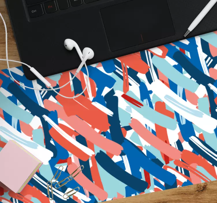 Red blue and white strokes original mouse pad - TenStickers