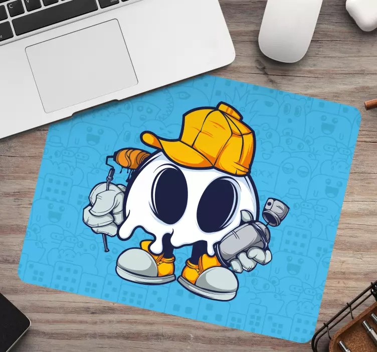 Skull cool kid graffiti cartoon mouse pad - TenStickers