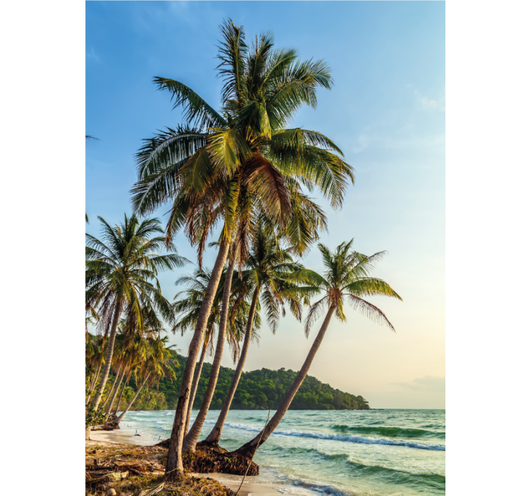 Palm trees on the beach bathroom roller blind - TenStickers