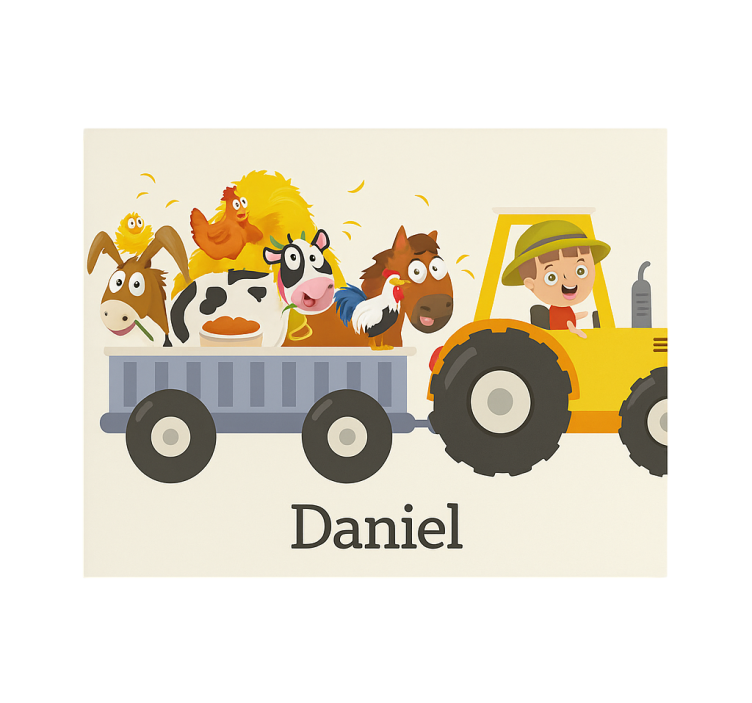 Farm tractor with name customise roller blind - TenStickers