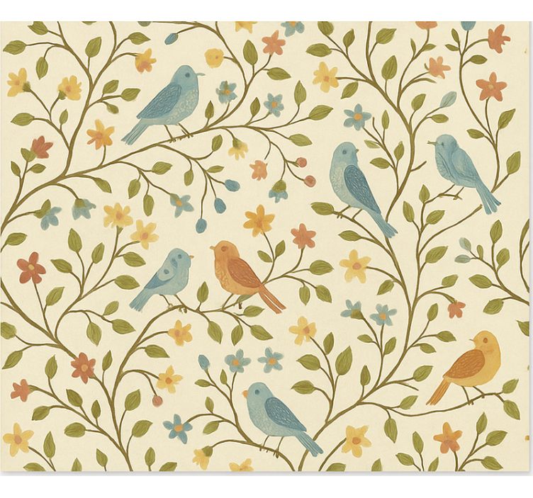 Colorful bird-and-branch living room roller blind - TenStickers