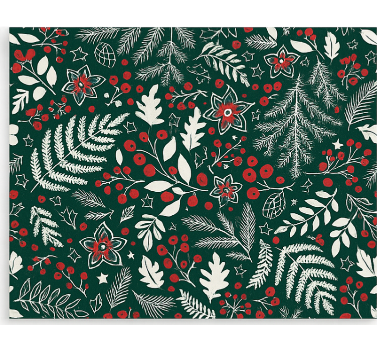 Floral Christmas pattern living room roller blind - TenStickers