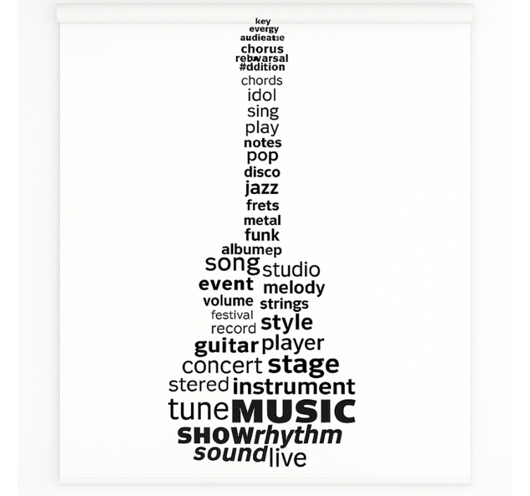 Music guitar words teenage bedroom roller blind - TenStickers