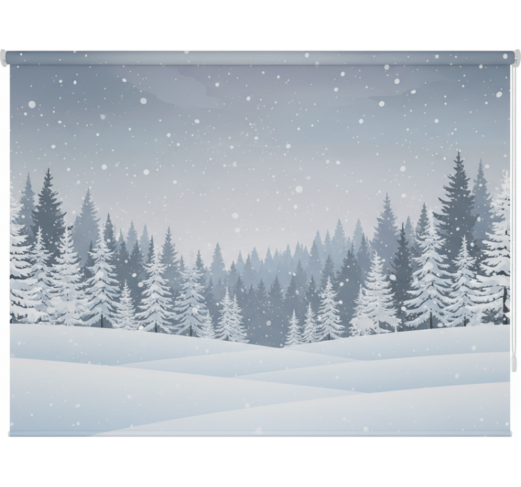Scandinavian roller blind nordic winter forest view - TenStickers