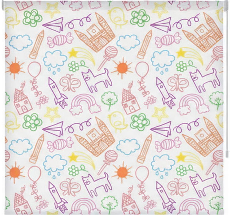 Scandinavian roller blind with whimsical doodle print - TenStickers