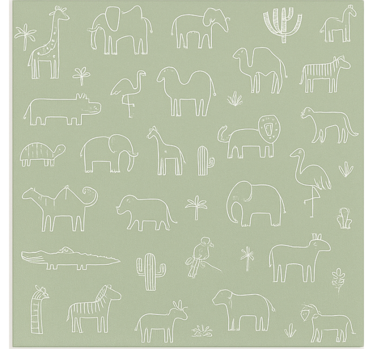 Scandinavian roller blind jungle animals outline - TenStickers