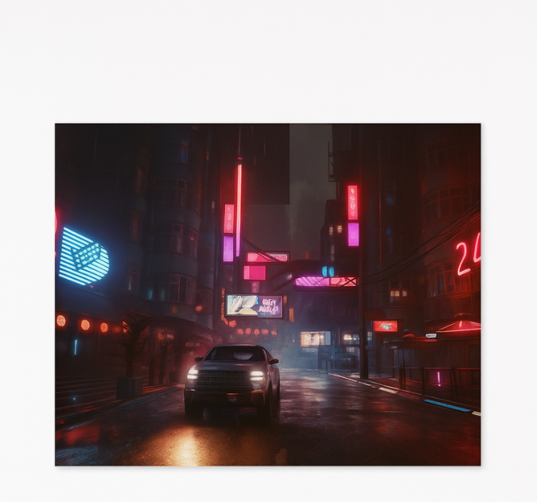 Teenage bedroom roller blind dystopian night city - TenStickers