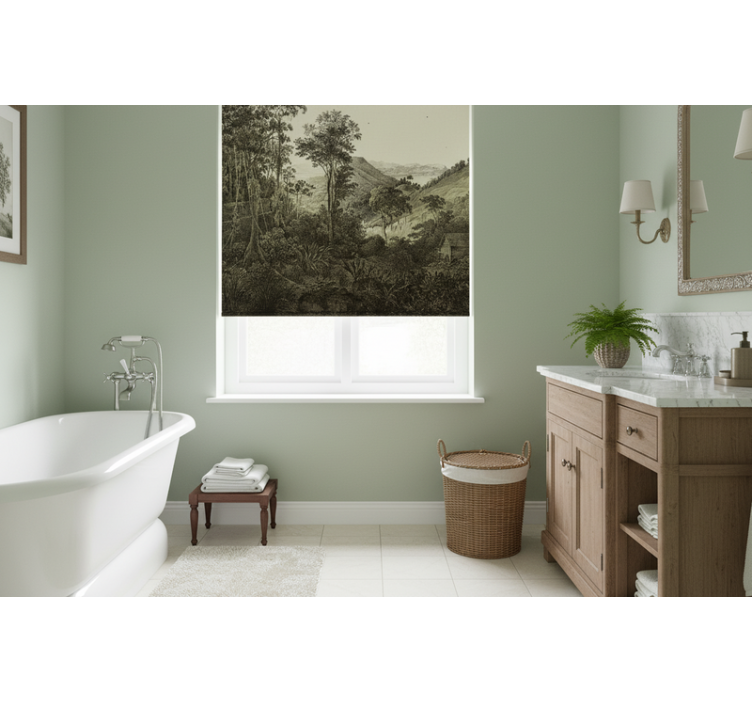 Tree roller blind hilly forest design - TenStickers