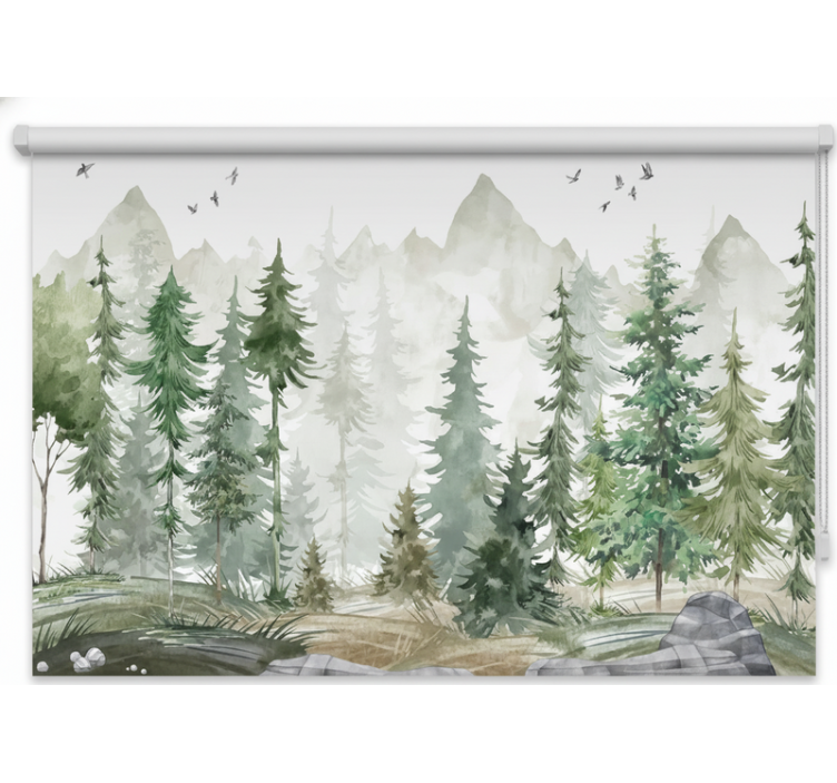 Tree roller blind nordic pine minimal - TenStickers