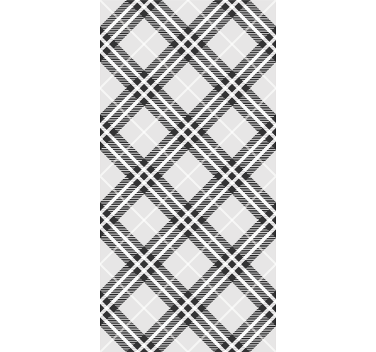 Home office roller blind black and white tartan - TenStickers