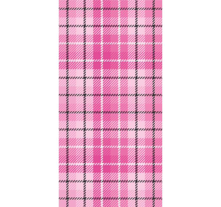 Home office roller blind in pink and black tartan - TenStickers