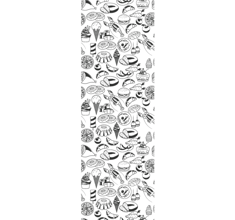 Kitchen roller blind with black and white food design - TenStickers