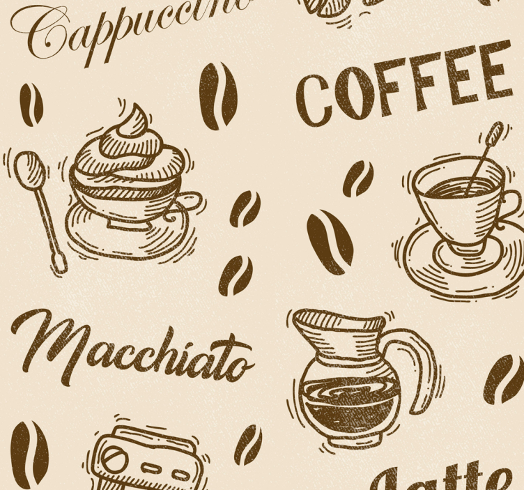 Kitchen roller blind with coffee varieties design - TenStickers