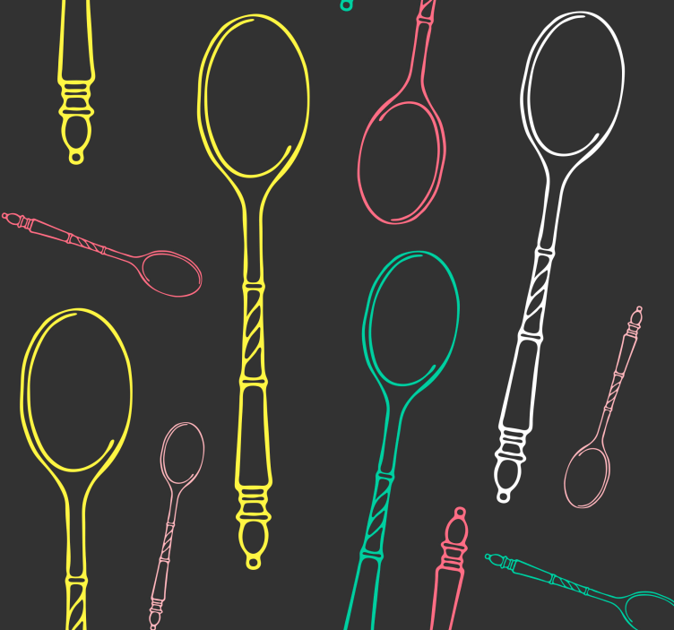 Kitchen roller blind neon utensils design - TenStickers
