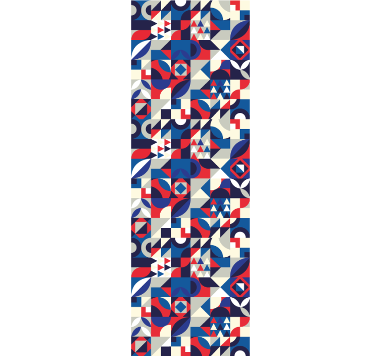 Kitchen roller blind in red and blue mosaic pattern - TenStickers