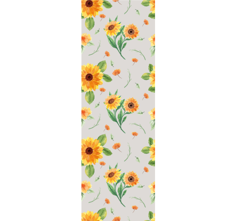 Kitchen roller blind sunflower watercolor floral design - TenStickers