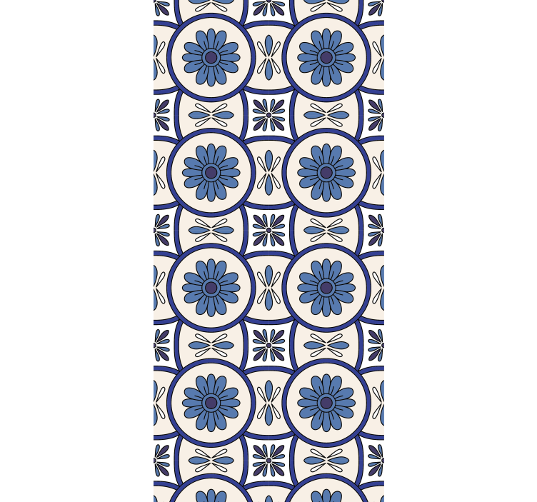 Kitchen roller blind with blue flower portuguese tile - TenStickers