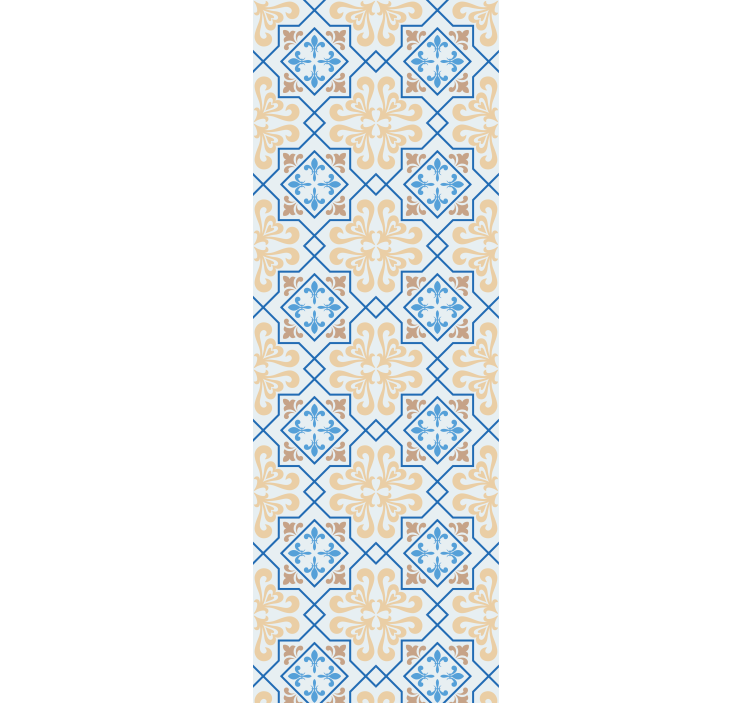 Kitchen roller blind in blue lines portuguese tile pattern - TenStickers