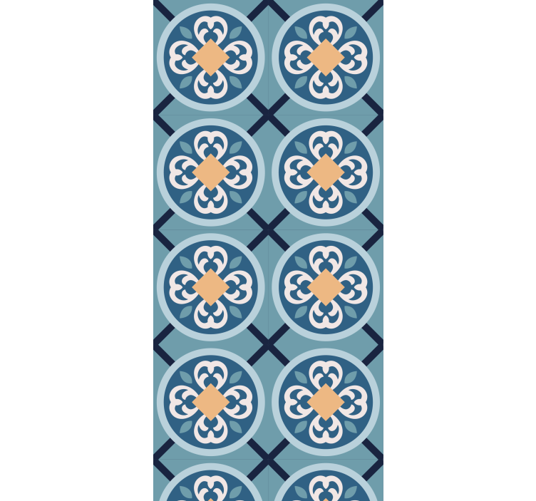 Kitchen roller blind in sea-blue portuguese tile - TenStickers