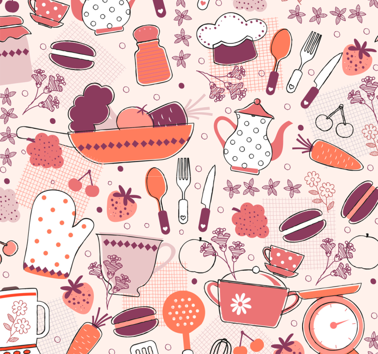 Kitchen roller blind with heart-shaped food design - TenStickers